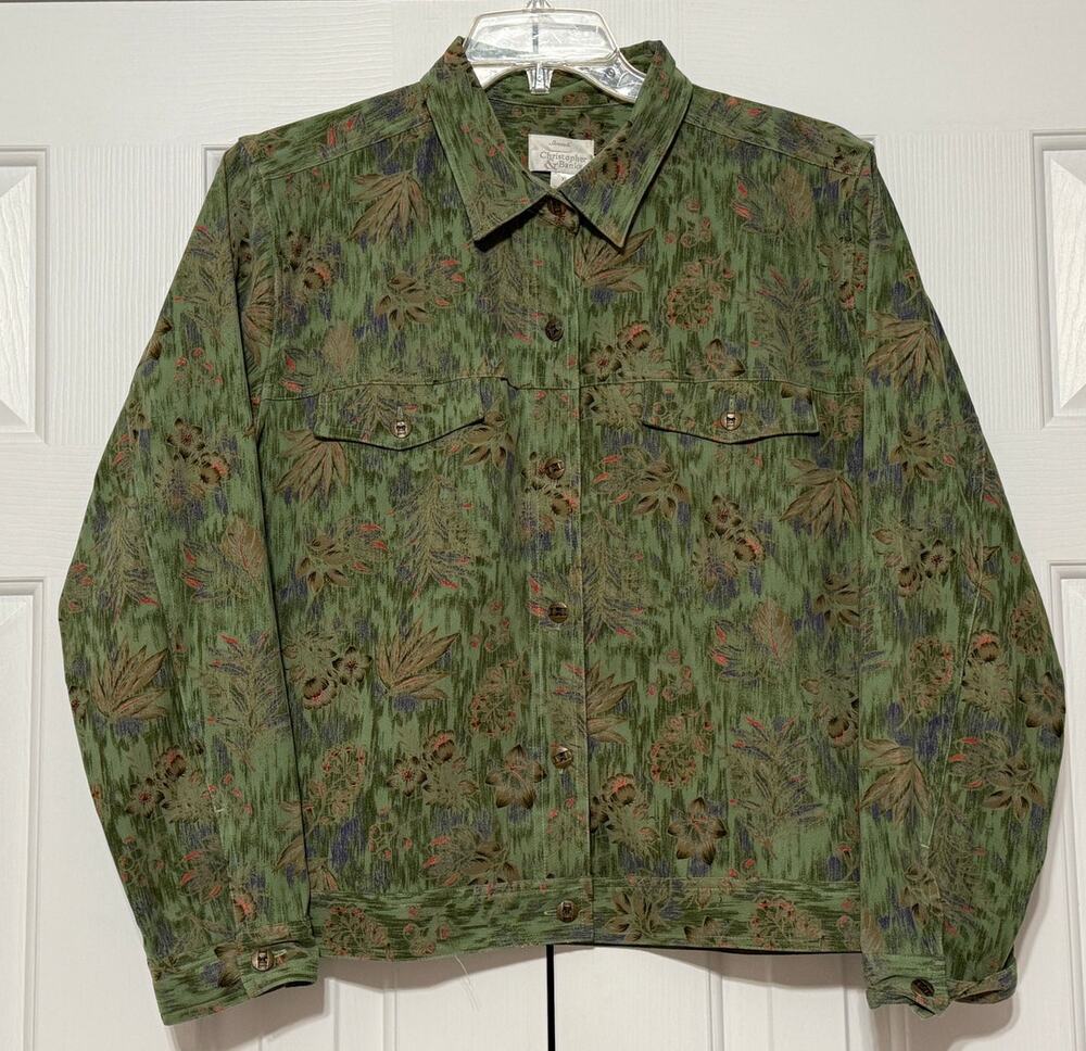 Vintage Y2K Christopher & Banks Trucker-Style Printed Jacket, Size XL